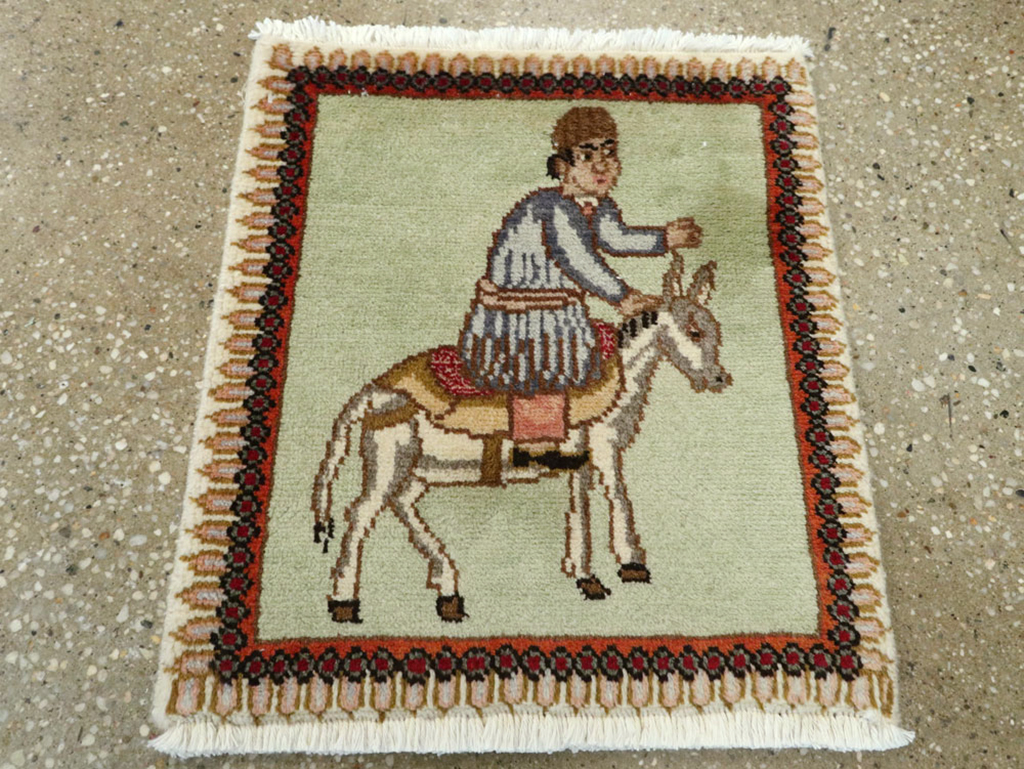 Vintage Persian Tabriz Pictorial Rug, No.23215 - Gss