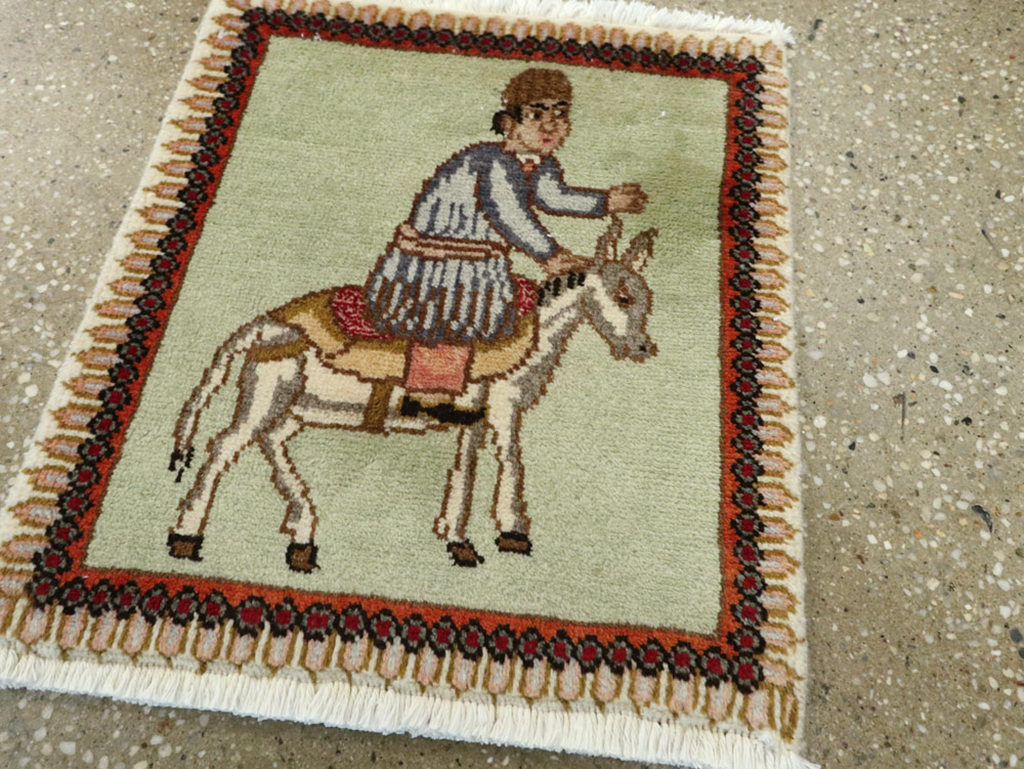 Vintage Persian Tabriz Pictorial Rug, No.23215 - Gss