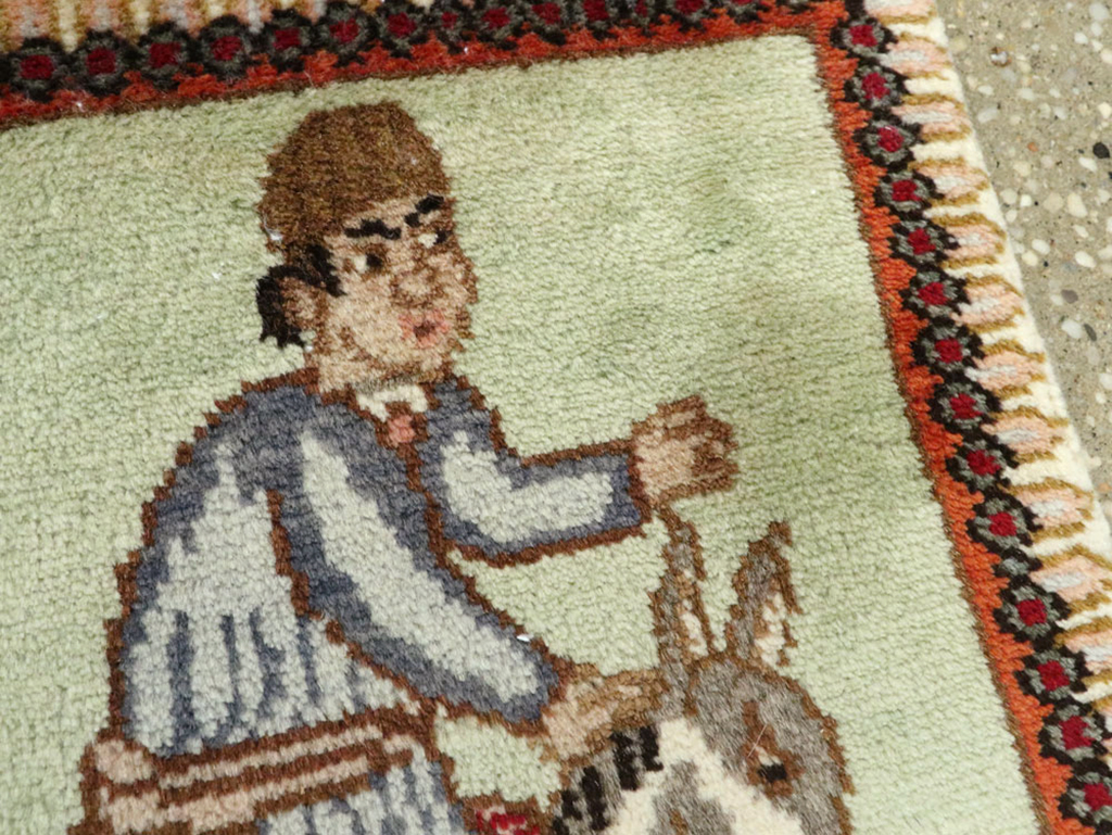 Vintage Persian Tabriz Pictorial Rug, No.23215 - Gss