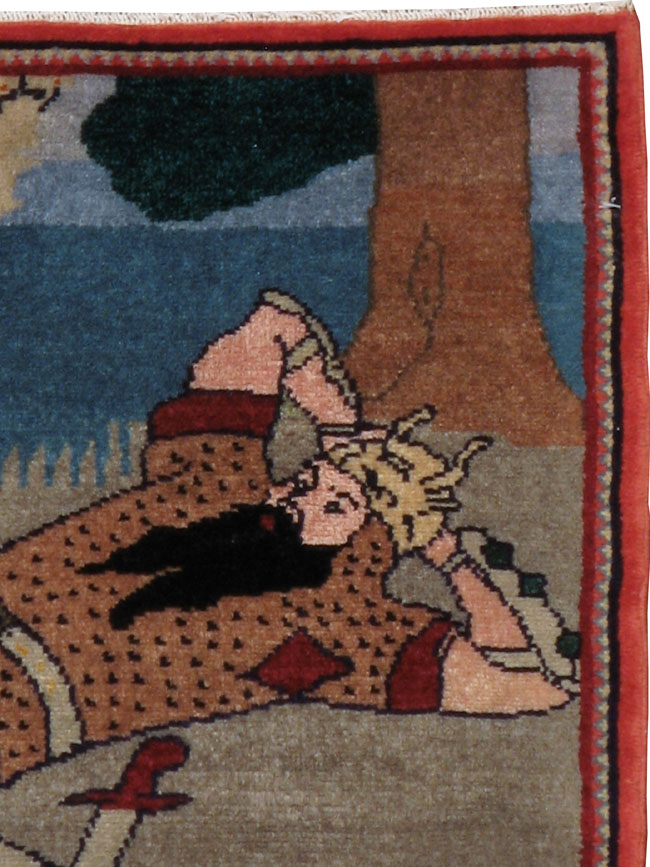 Vintage Persian Malayer Pictorial Rug, No.23216 - Gss