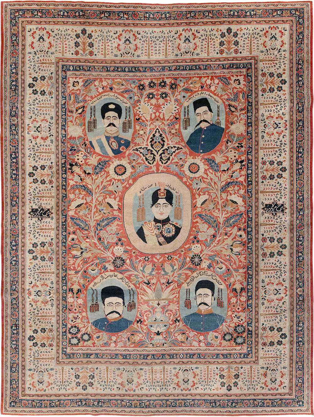Antique Persian Pictorial Khorassan Room Size Carpet, No.23267 - Gss