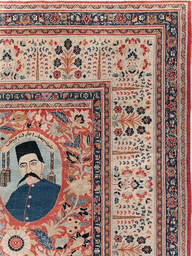 Antique Persian Pictorial Khorassan Room Size Carpet, No.23267 - Gss