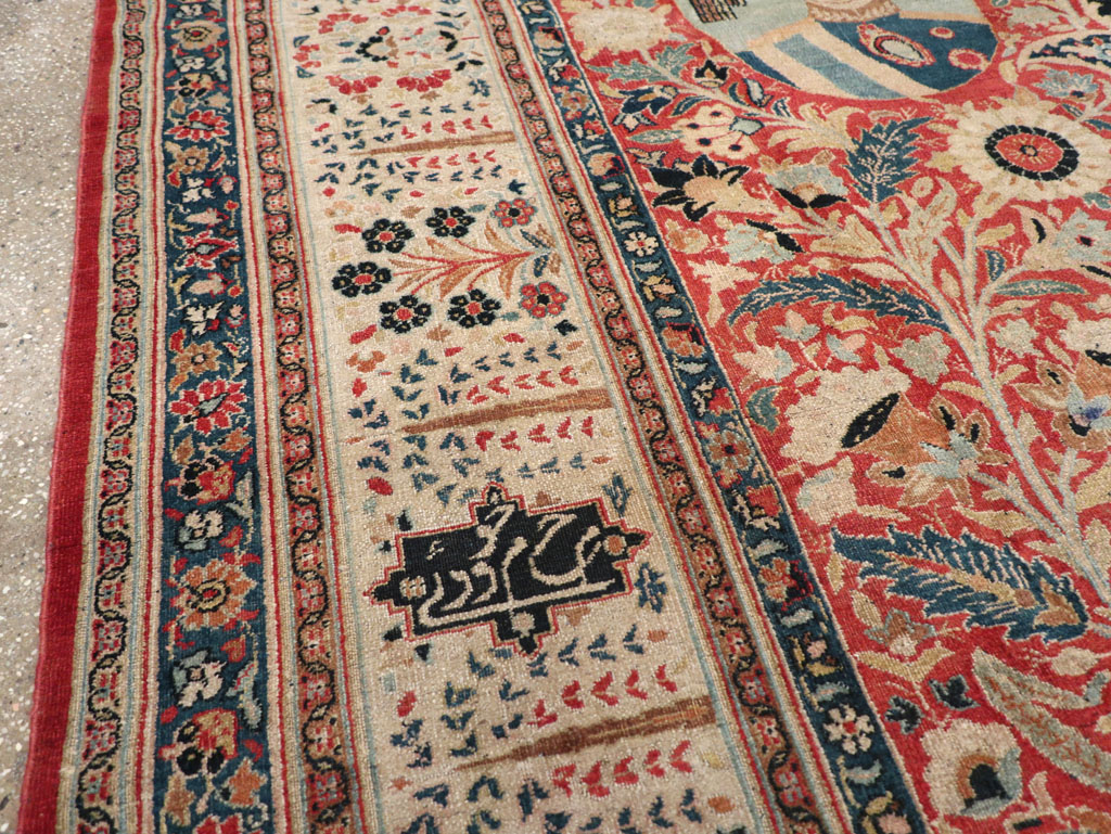 Antique Persian Pictorial Khorassan Room Size Carpet, No.23267 - Gss