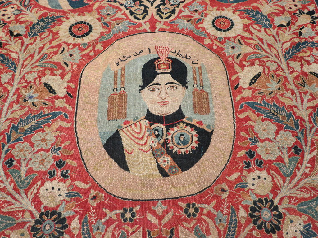 Antique Persian Pictorial Khorassan Room Size Carpet, No.23267 - Gss