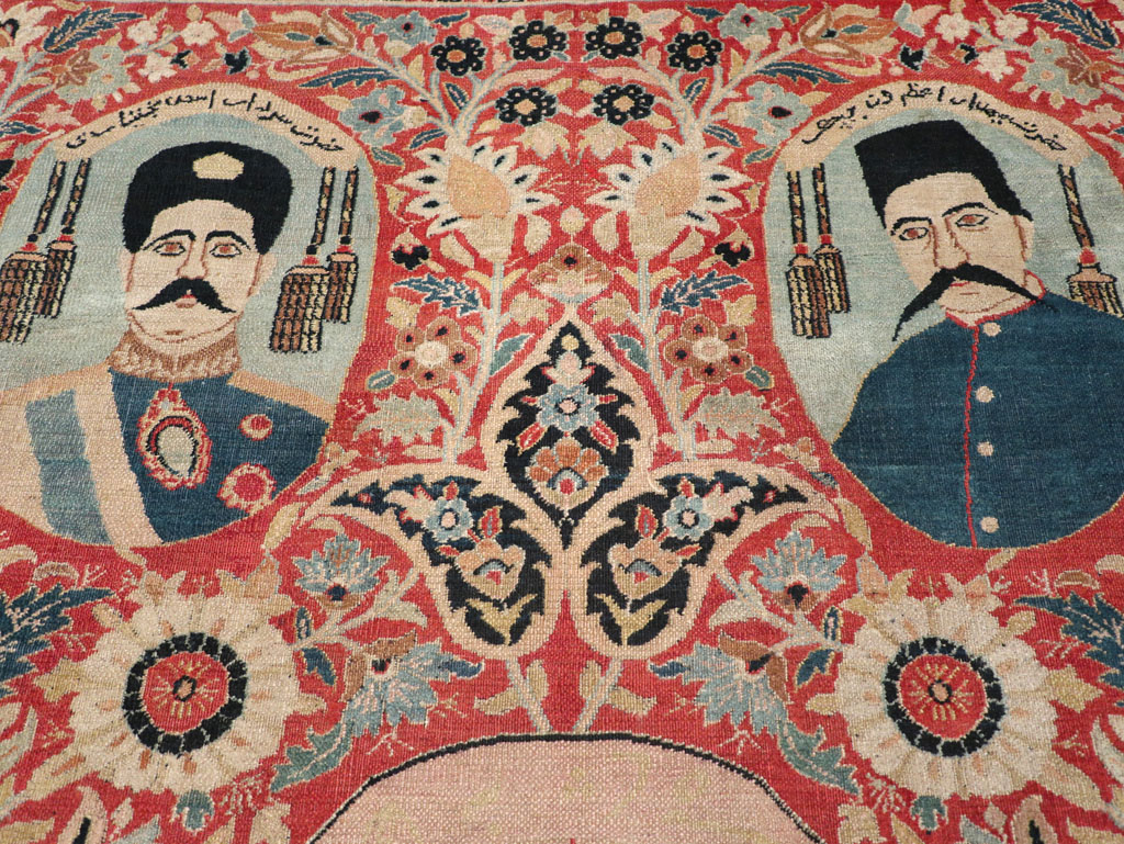 Antique Persian Pictorial Khorassan Room Size Carpet, No.23267 - Gss