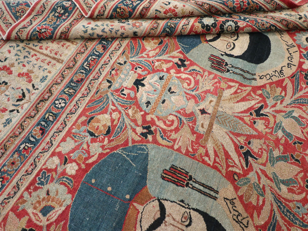 Antique Persian Pictorial Khorassan Room Size Carpet, No.23267 - Gss