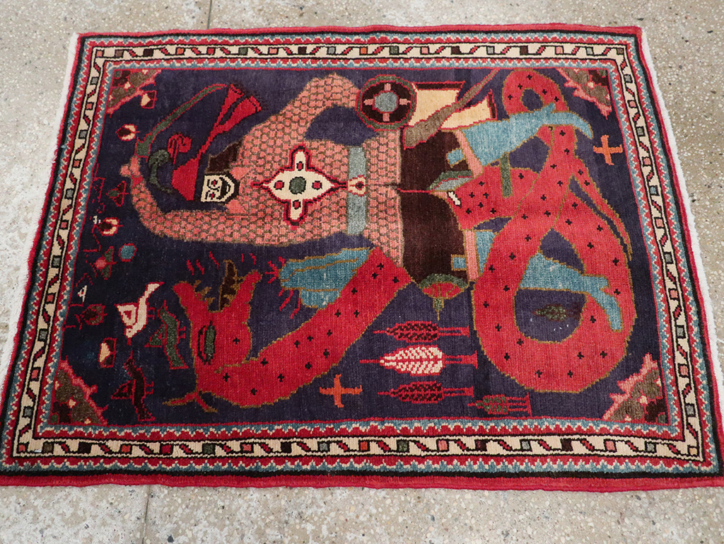 Vintage Persian Tabriz Pictorial Rug, No.23316 - Gss