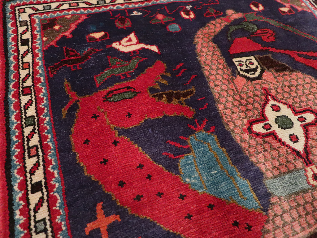 Vintage Persian Tabriz Pictorial Rug, No.23316 - Gss