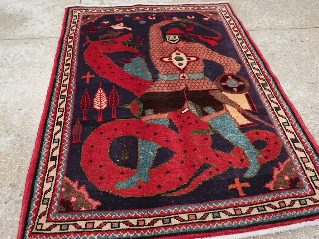 Vintage Persian Tabriz Pictorial Rug, No.23316 - Gss