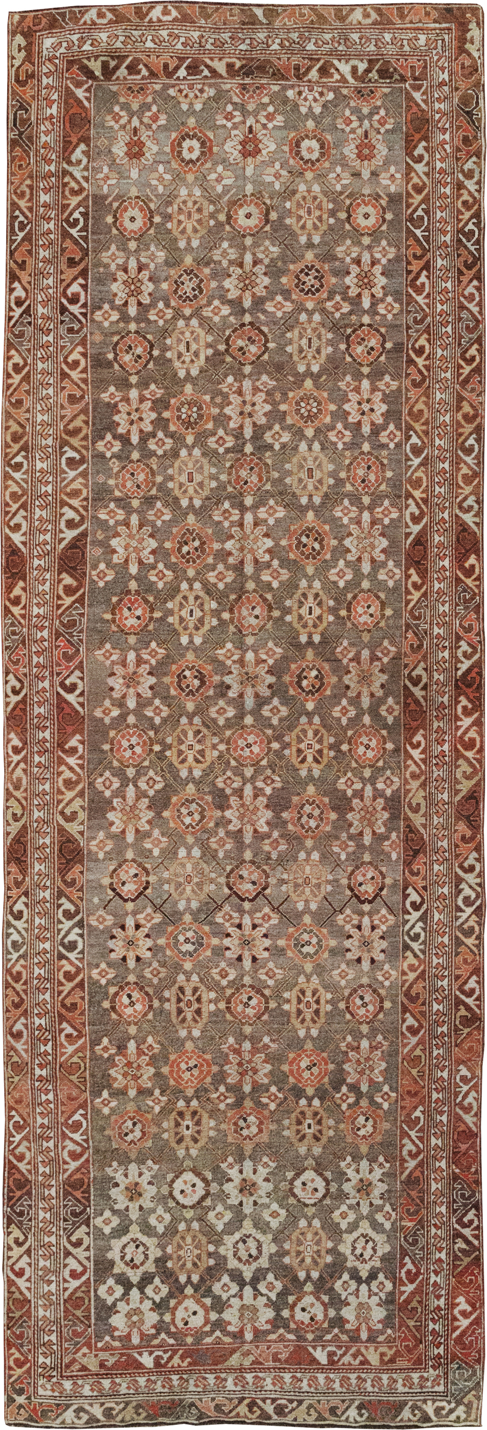 Antique Persian Kurdish Wide Gallery Runner, No.23318 - Gss
