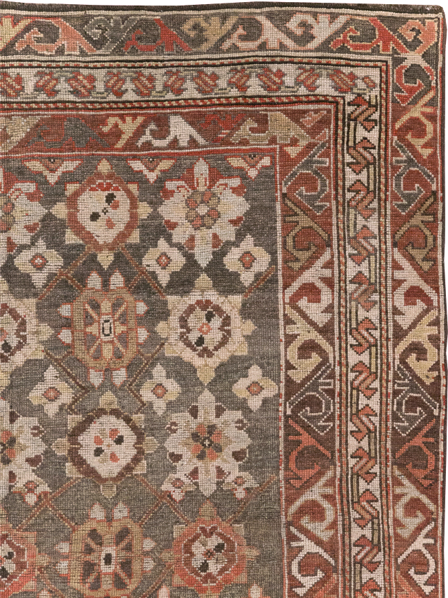 Antique Persian Kurdish Wide Gallery Runner, No.23318 - Gss