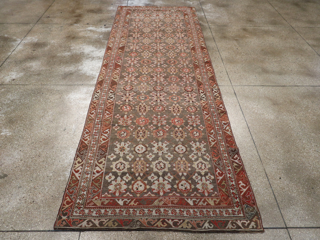 Antique Persian Kurdish Wide Gallery Runner, No.23318 - Gss