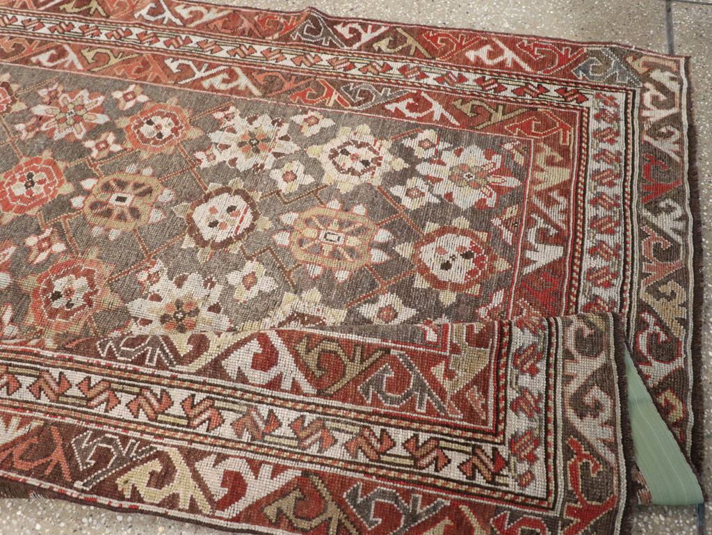 Antique Persian Kurdish Wide Gallery Runner, No.23318 - Gss