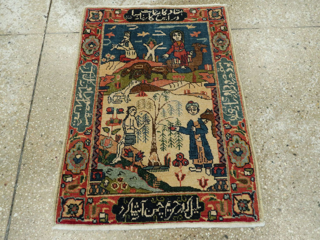 Antique Persian Tabriz Pictorial Rug, No.23331 - Gss