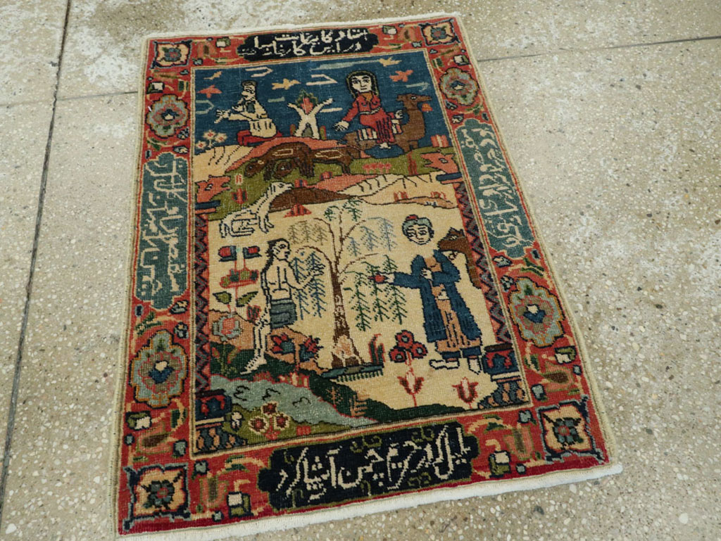 Antique Persian Tabriz Pictorial Rug, No.23331 - Gss