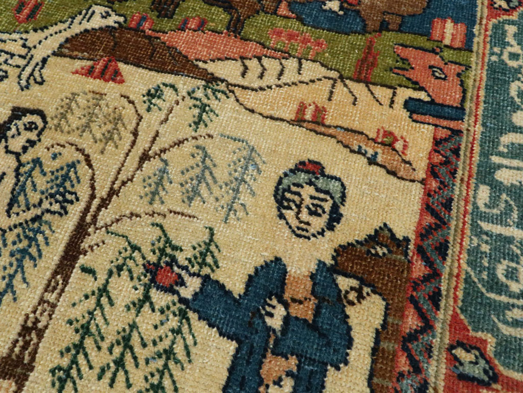 Antique Persian Tabriz Pictorial Rug, No.23331 - Gss