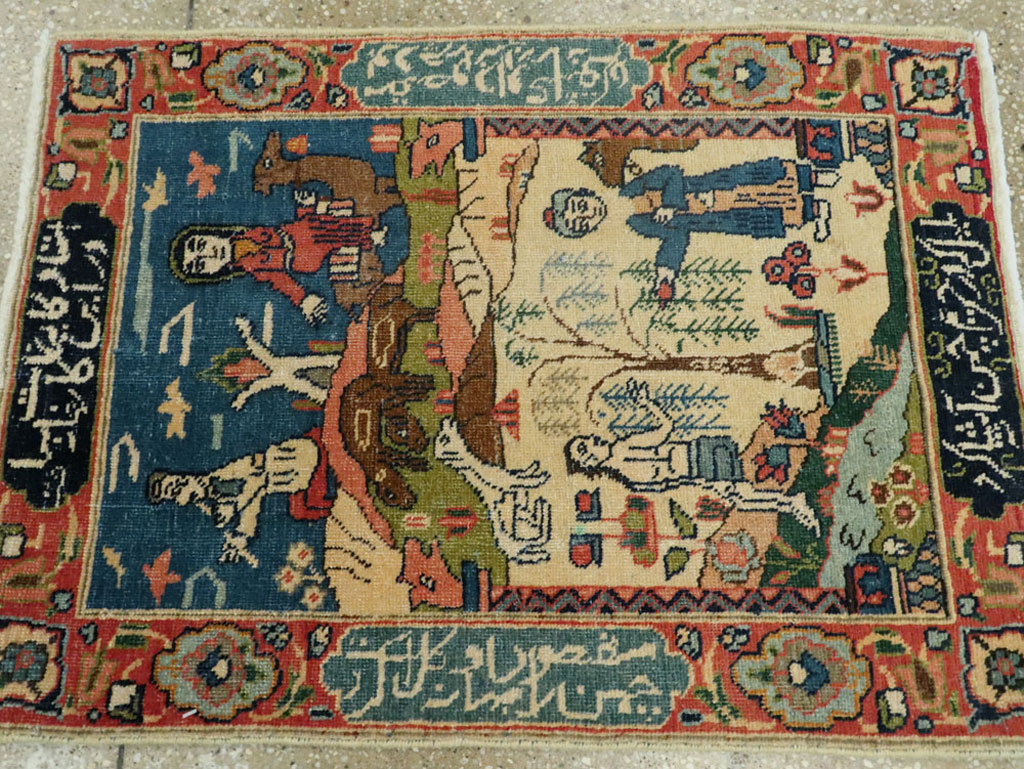 Antique Persian Tabriz Pictorial Rug, No.23331 - Gss
