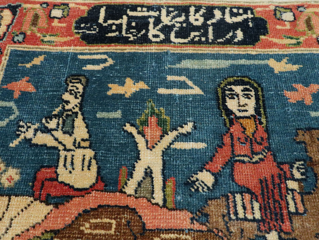 Antique Persian Tabriz Pictorial Rug, No.23331 - Gss