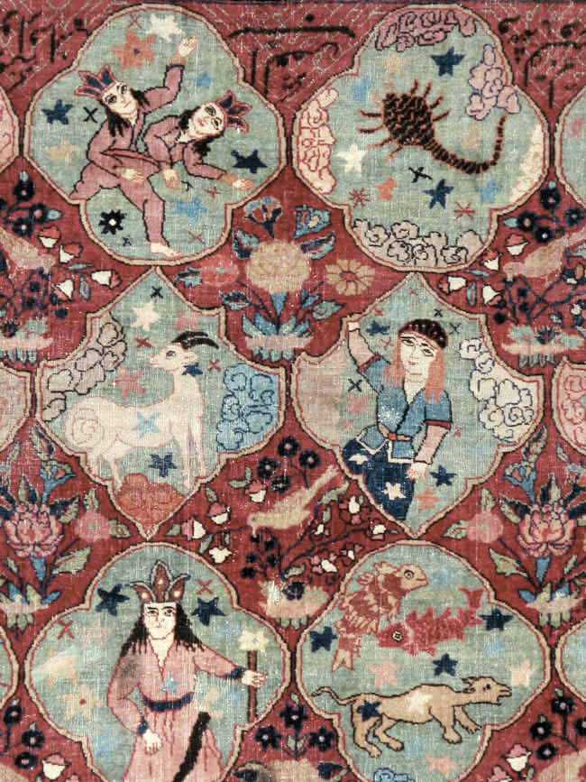 Antique Persian Tabriz Pictorial Rug, No.23348 - Gss