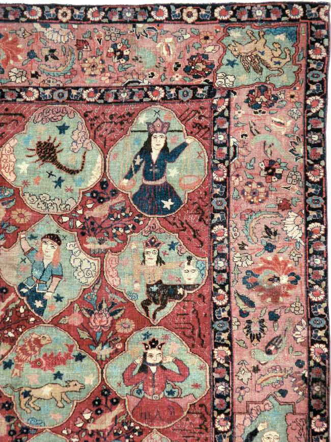 Antique Persian Tabriz Pictorial Rug, No.23348 - Gss