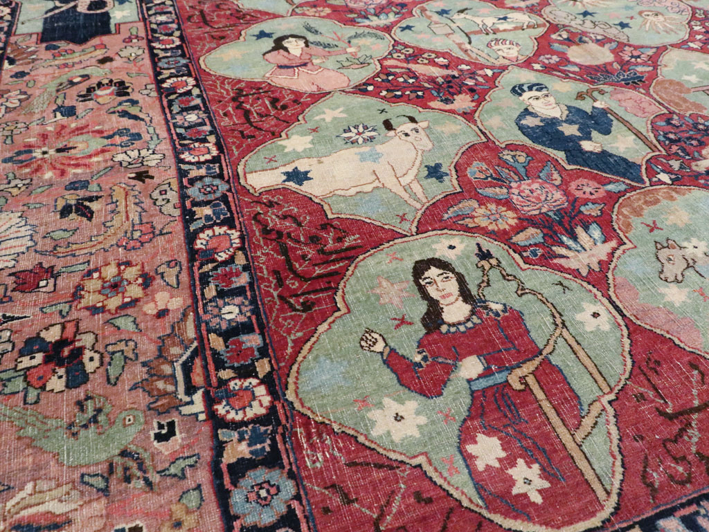 Antique Persian Tabriz Pictorial Rug, No.23348 - Gss