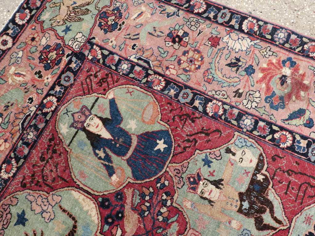 Antique Persian Tabriz Pictorial Rug, No.23348 - Gss