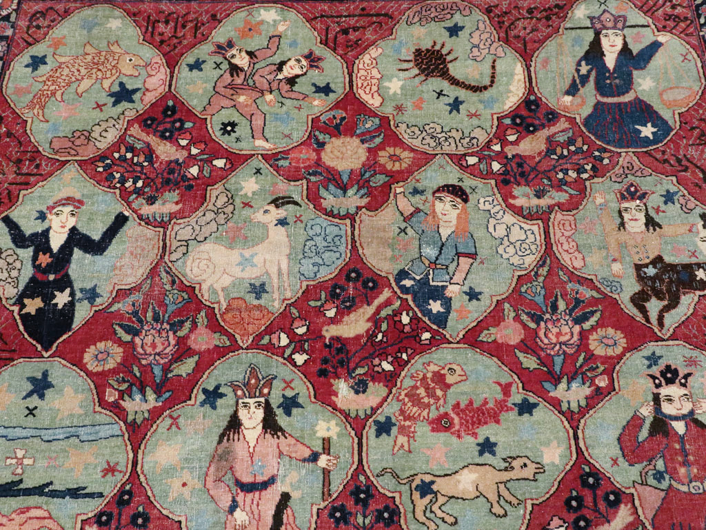 Antique Persian Tabriz Pictorial Rug, No.23348 - Gss