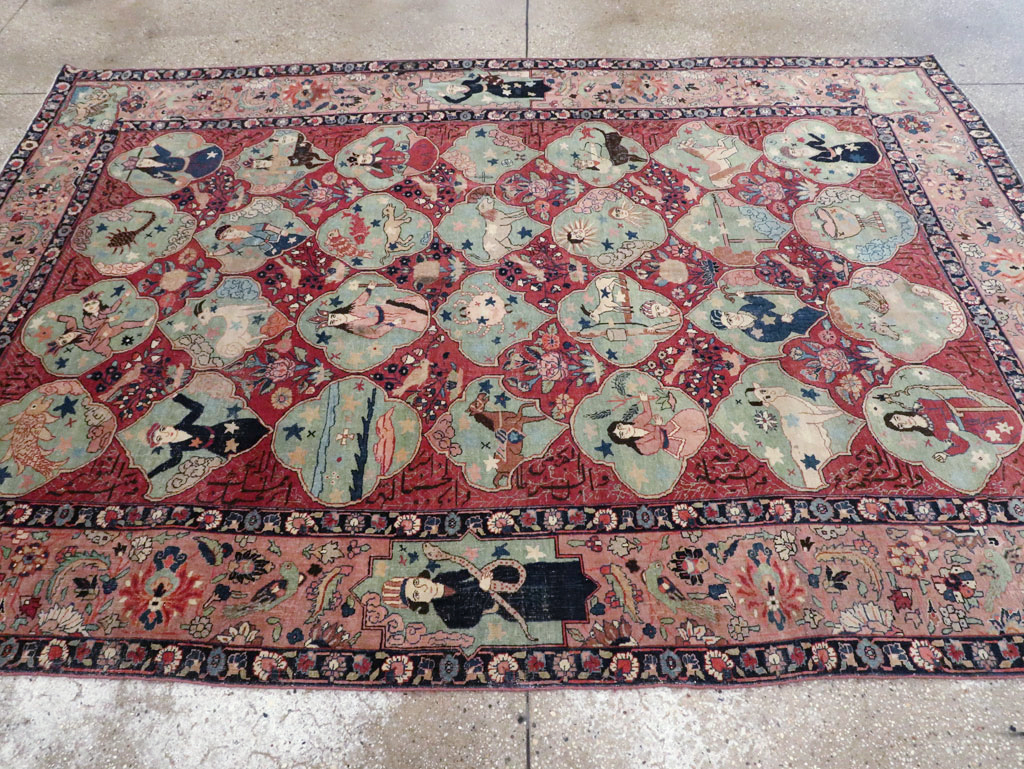 Antique Persian Tabriz Pictorial Rug, No.23348 - Gss