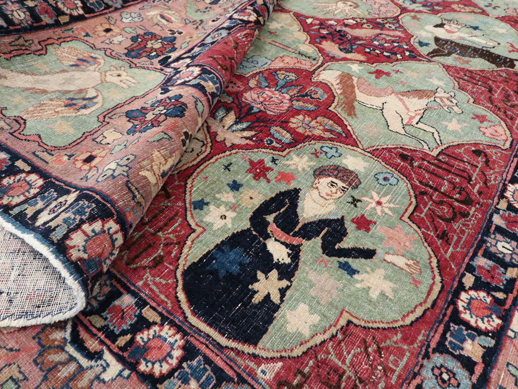 Antique Persian Tabriz Pictorial Rug, No.23348 - Gss