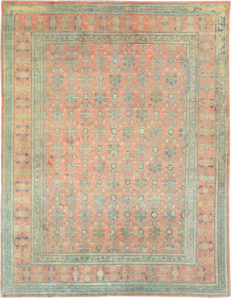Antique East Turkestan Silk Khotan Room Size Carpet, No.23355 - Gss