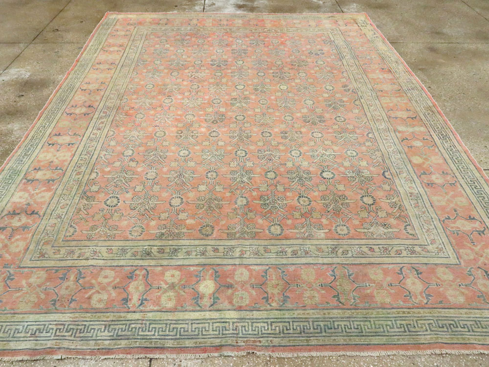 Antique East Turkestan Silk Khotan Room Size Carpet, No.23355 - Gss