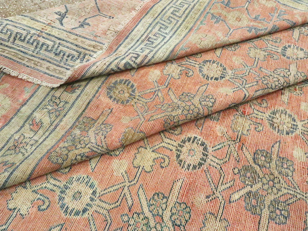 Antique East Turkestan Silk Khotan Room Size Carpet, No.23355 - Gss