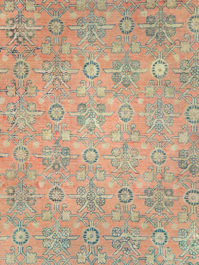 Antique East Turkestan Silk Khotan Room Size Carpet, No.23355 - Gss