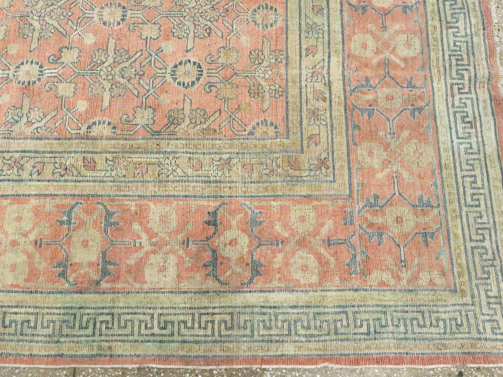Antique East Turkestan Silk Khotan Room Size Carpet, No.23355 - Gss