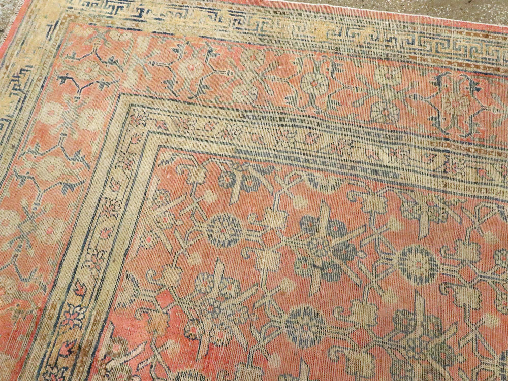 Antique East Turkestan Silk Khotan Room Size Carpet, No.23355 - Gss