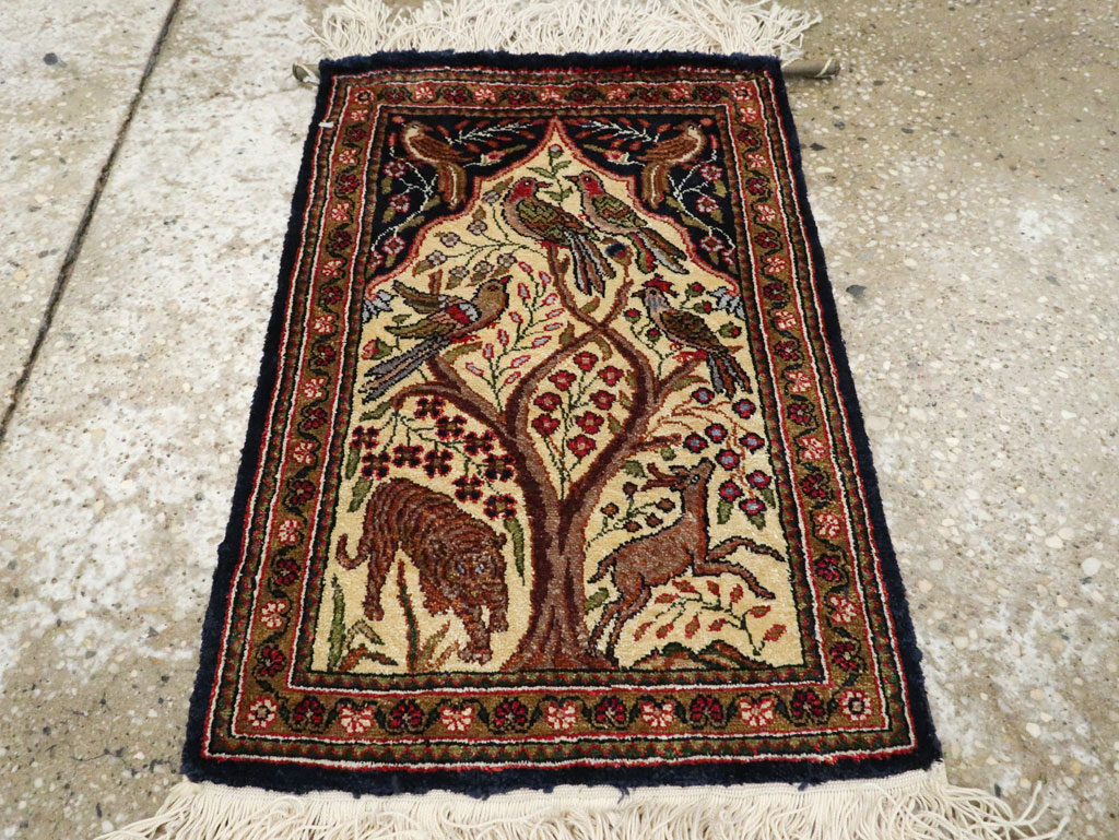 Vintage Persian Quom Pictorial Rug, No.23358 - Gss