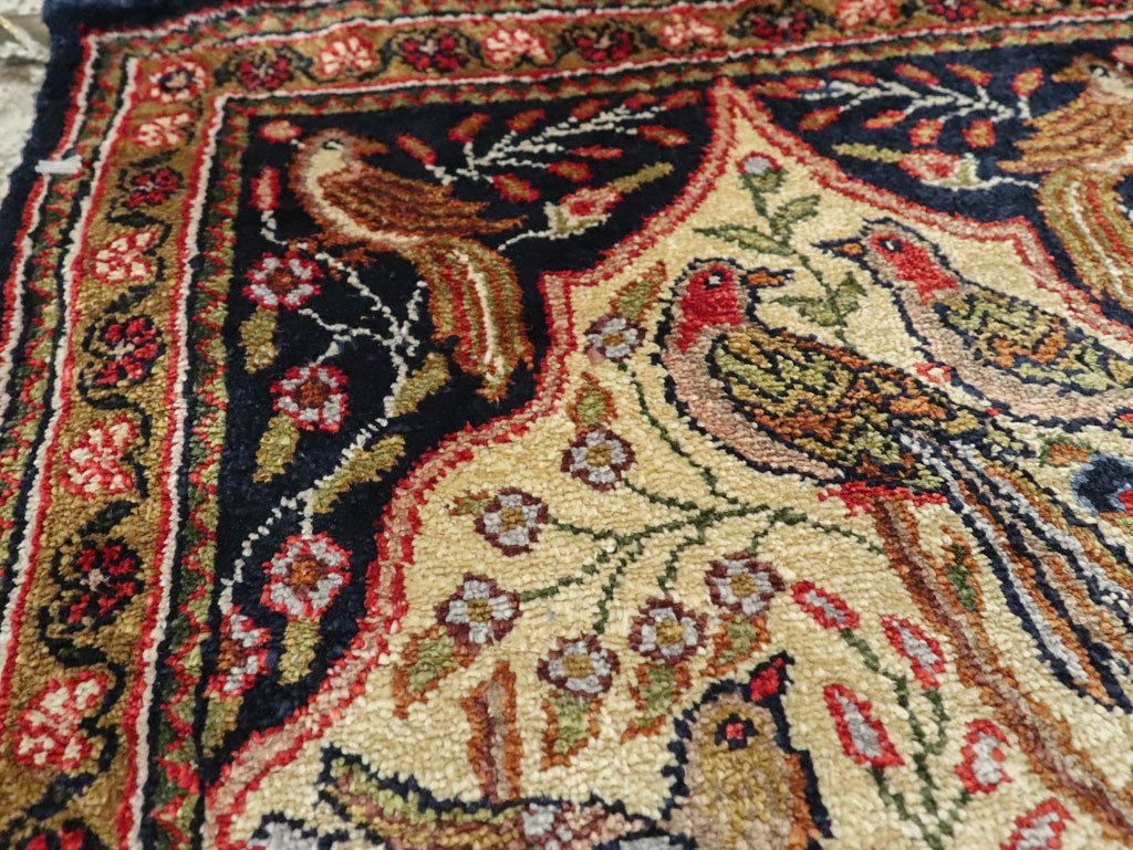Vintage Persian Quom Pictorial Rug, No.23358 - Gss