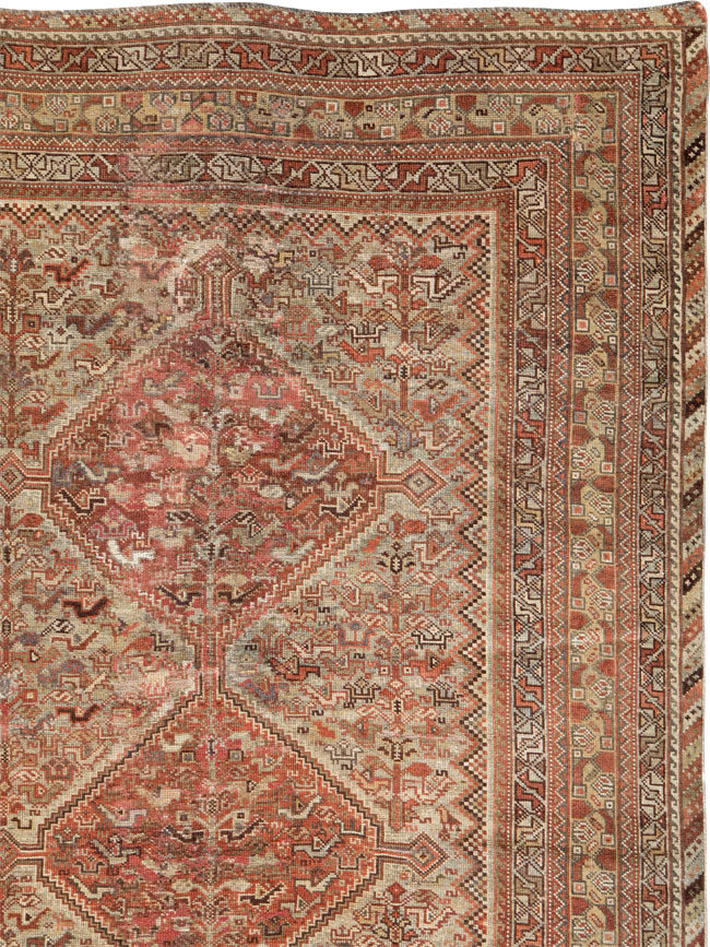 Antique Persian Shiraz Accent Carpet, No.23393 - Gss