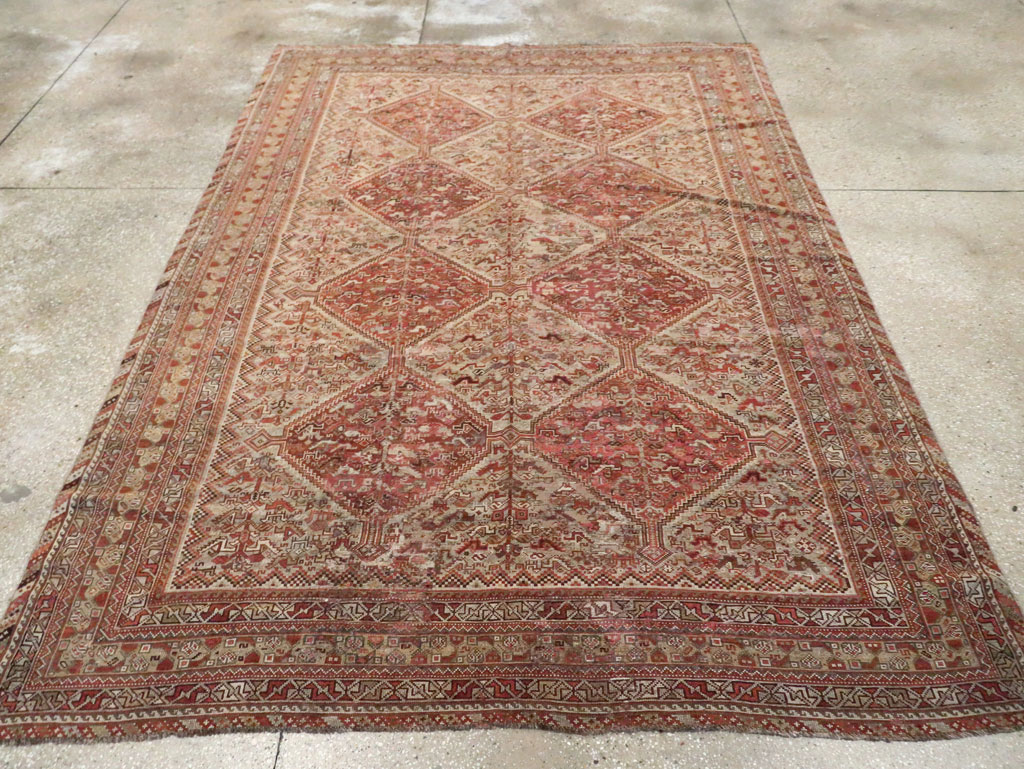 Antique Persian Shiraz Accent Carpet, No.23393 - Gss