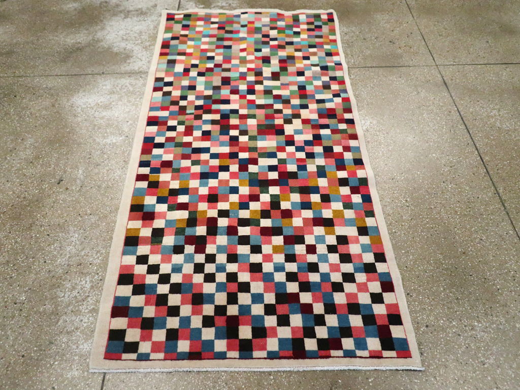 Vintage Persian Kashan Modernist Rug, No.23421 - Gss