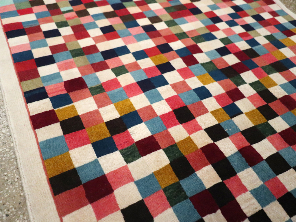 Vintage Persian Kashan Modernist Rug, No.23421 - Gss