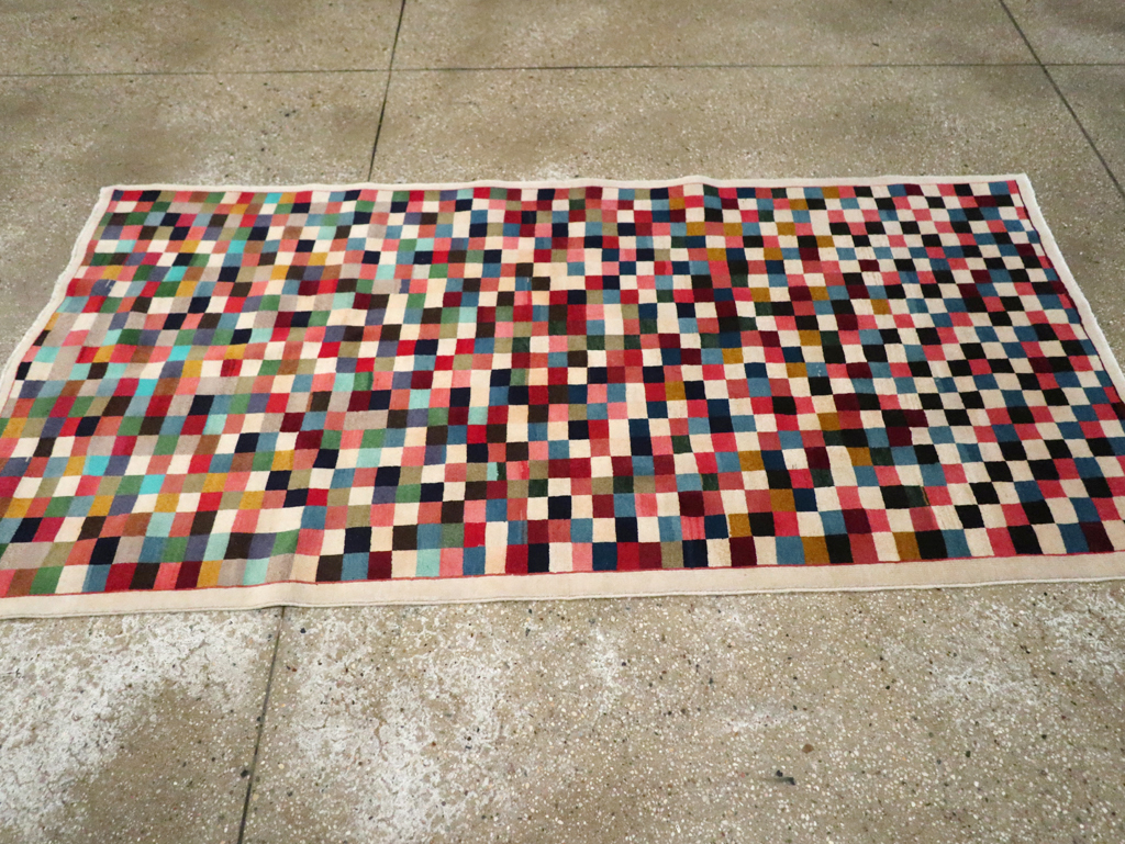 Vintage Persian Kashan Modernist Rug, No.23421 - Gss