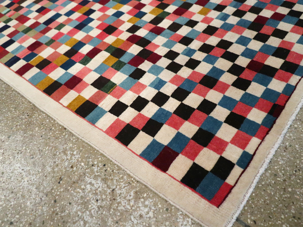 Vintage Persian Kashan Modernist Rug, No.23421 - Gss