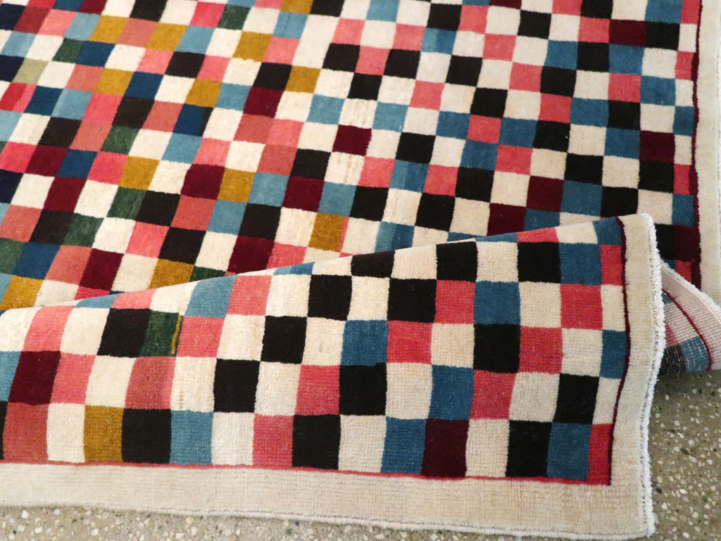 Vintage Persian Kashan Modernist Rug, No.23421 - Gss