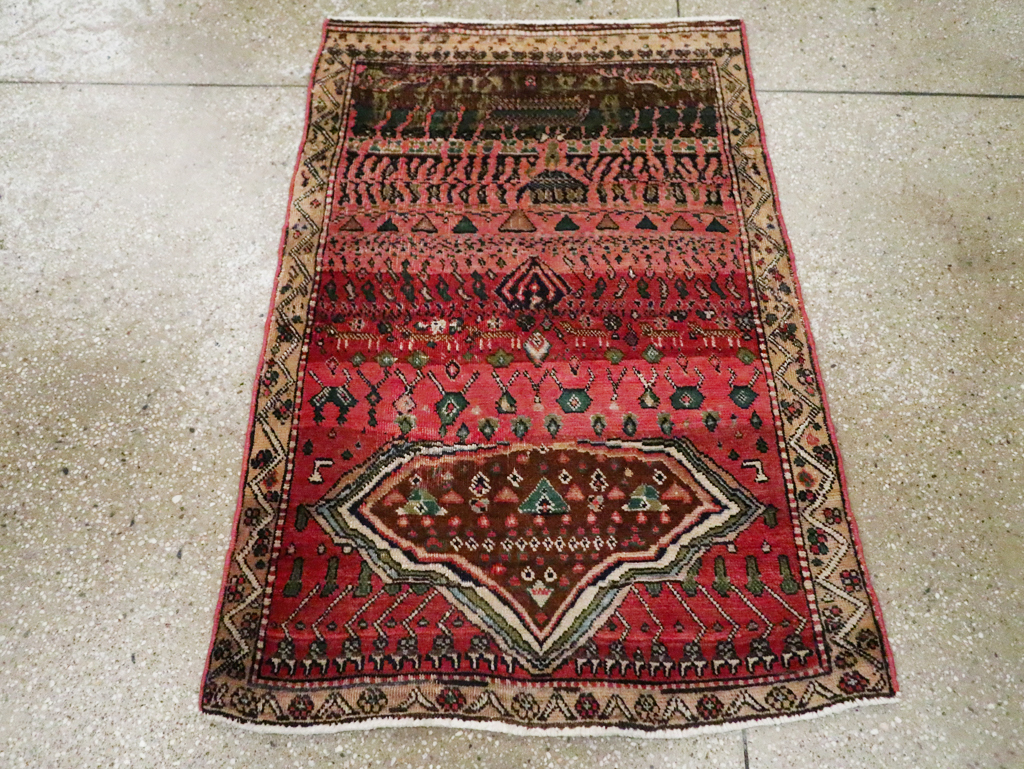 Vintage Persian Mahal Throw Rug, No.23445 - Gss