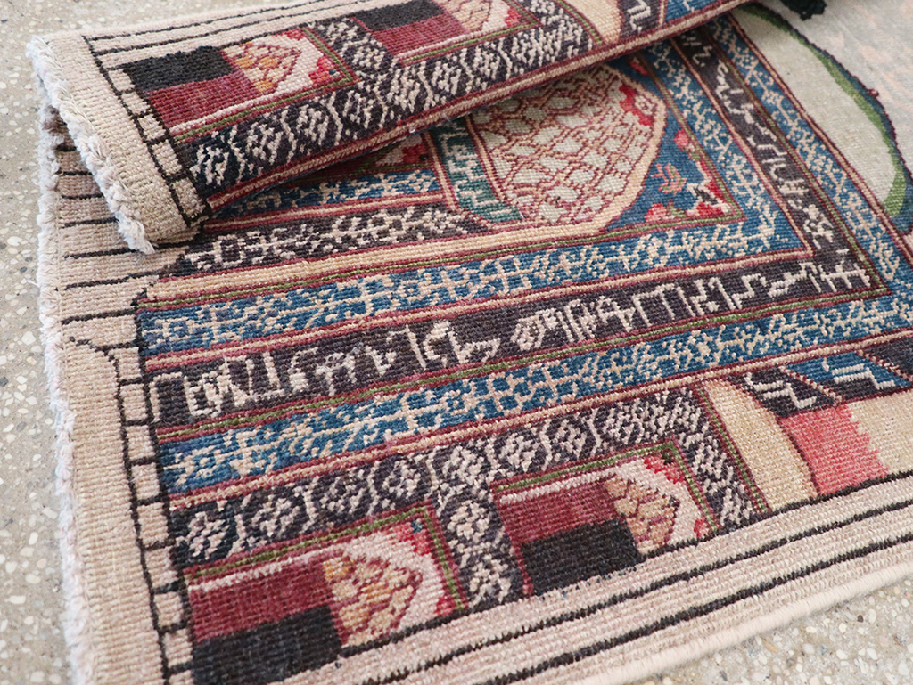 Vintage Persian Tabriz Pictorial Throw Rug, No.23455 - Gss