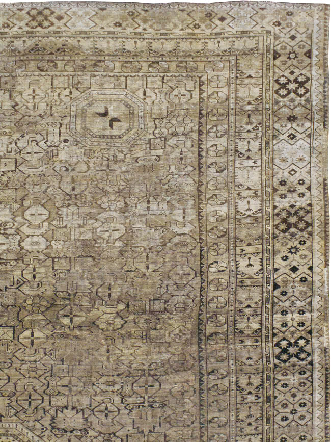 Antique Central Asian Beshir Carpet, No.23502 - Gss