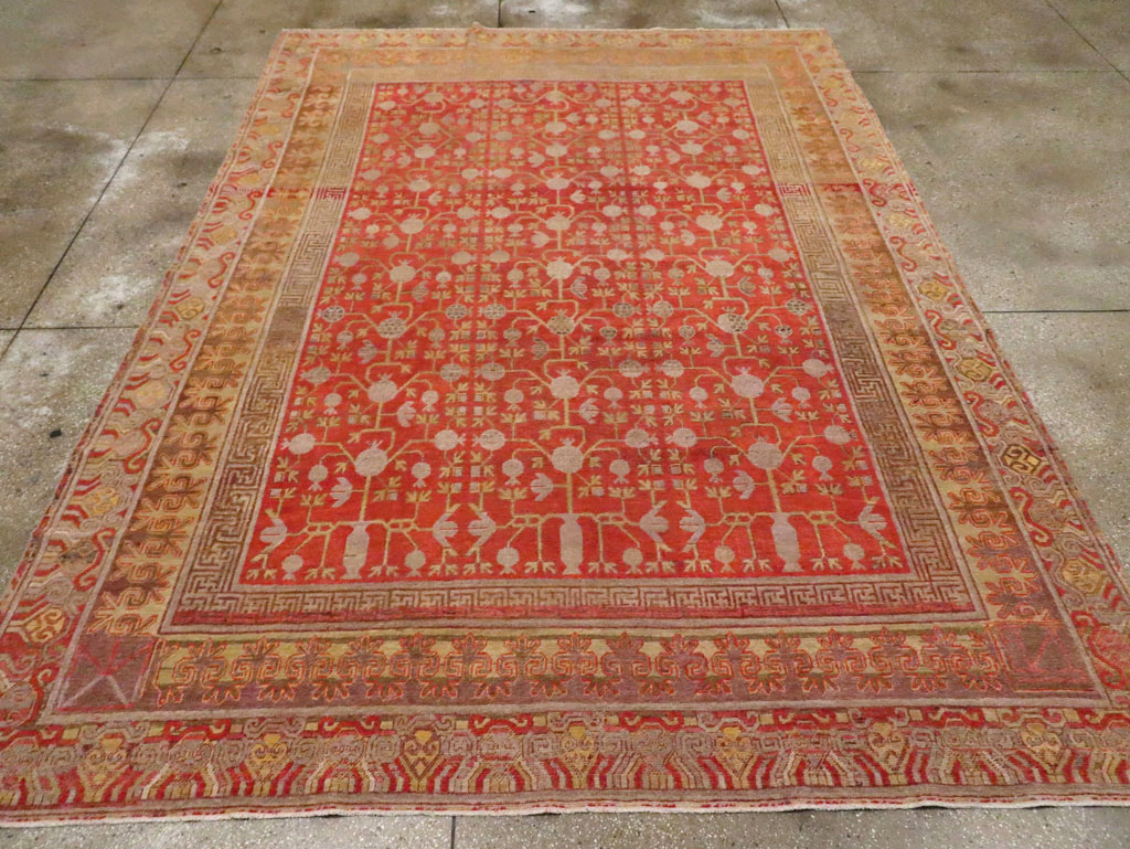 Vintage East Turkestan Khotan Room Size Carpet, No.23506 - Gss
