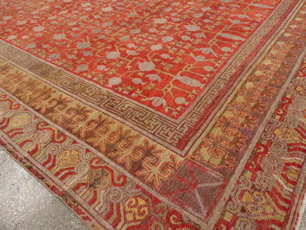 Vintage East Turkestan Khotan Room Size Carpet, No.23506 - Gss