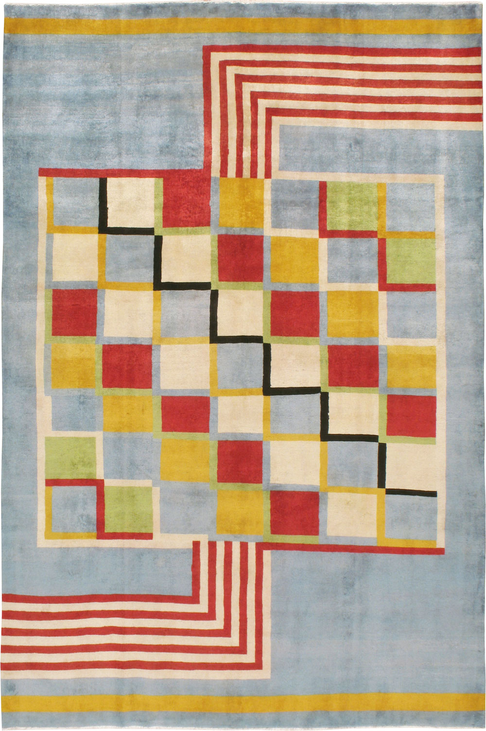 Vintage Persian Tabriz Art Deco Carpet Inspired By Edward McKnight Kauffer, No.23517 - Gss